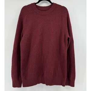 GAP Men Wool Blend Crewneck Sweater Size Medium Burgundy Pullover Career Classic